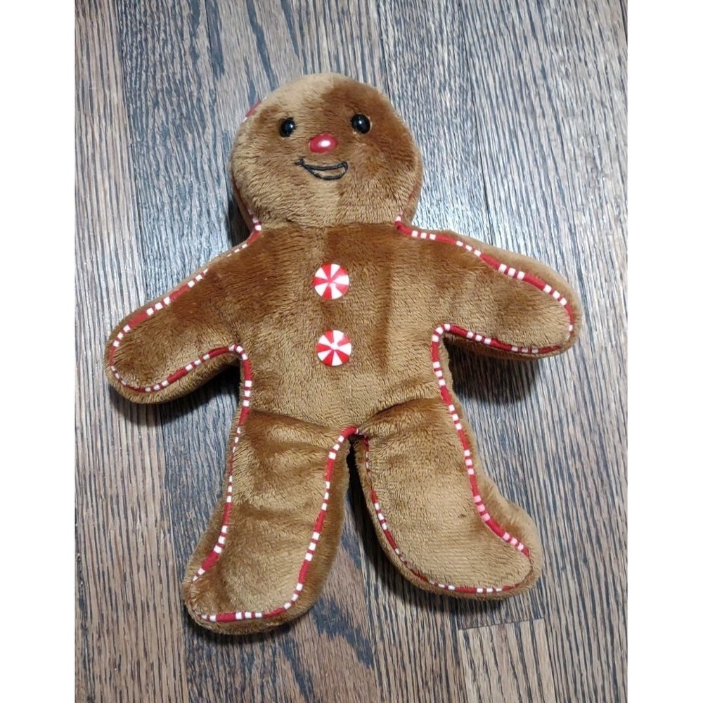 Gingerbread Man Plush Brown Christmas Holiday Stuffed Animal Peppermint Buttons